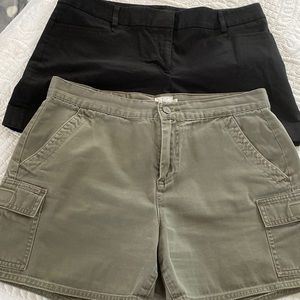 LOT of 2 CK Army Green + Express Black Cargo Shorts. Size 10.
